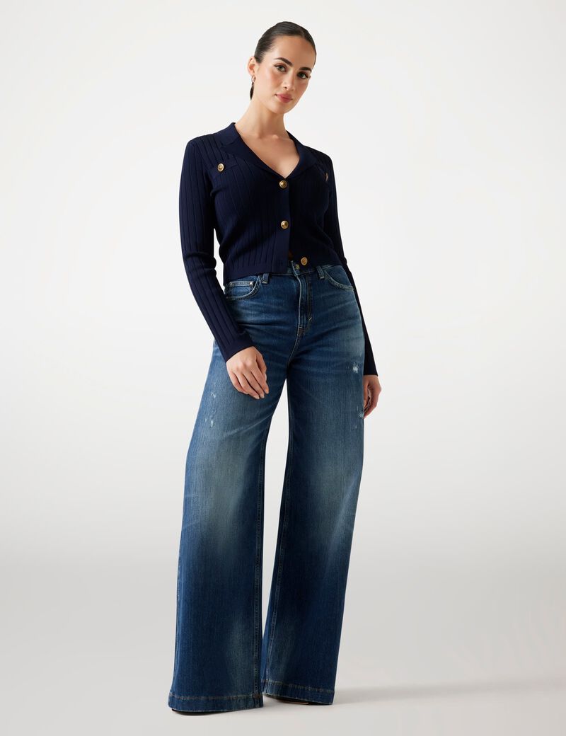 Rib-knit cardigan jacket