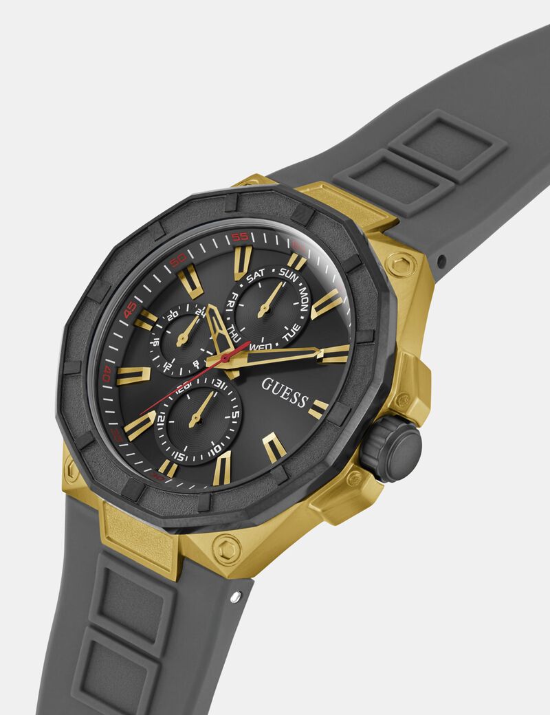 Mens Gray Gold Tone Multi-function Watch