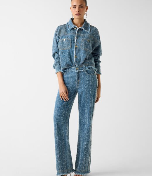 Wide-leg tweed jeans