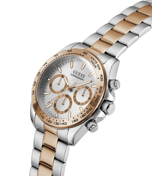 Mens 2T Silver/Rose Gold Tone Round Analog Watch