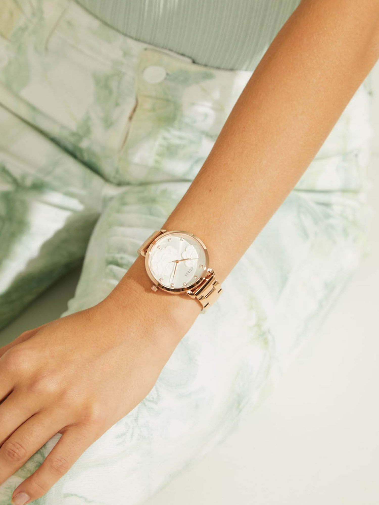 Rose Gold Floral Crystal Watch