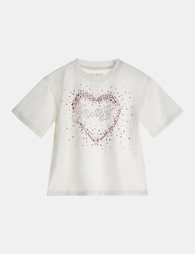 تيشيرت بأحجار الراين وشعار الماركة في الامام