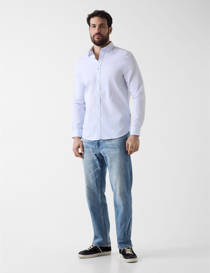 Long-Sleeve micro stripe shirt