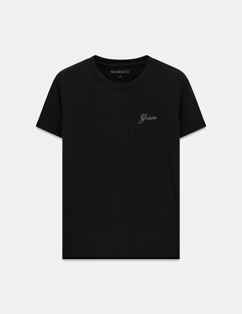 guess rhinestones logo t shirt