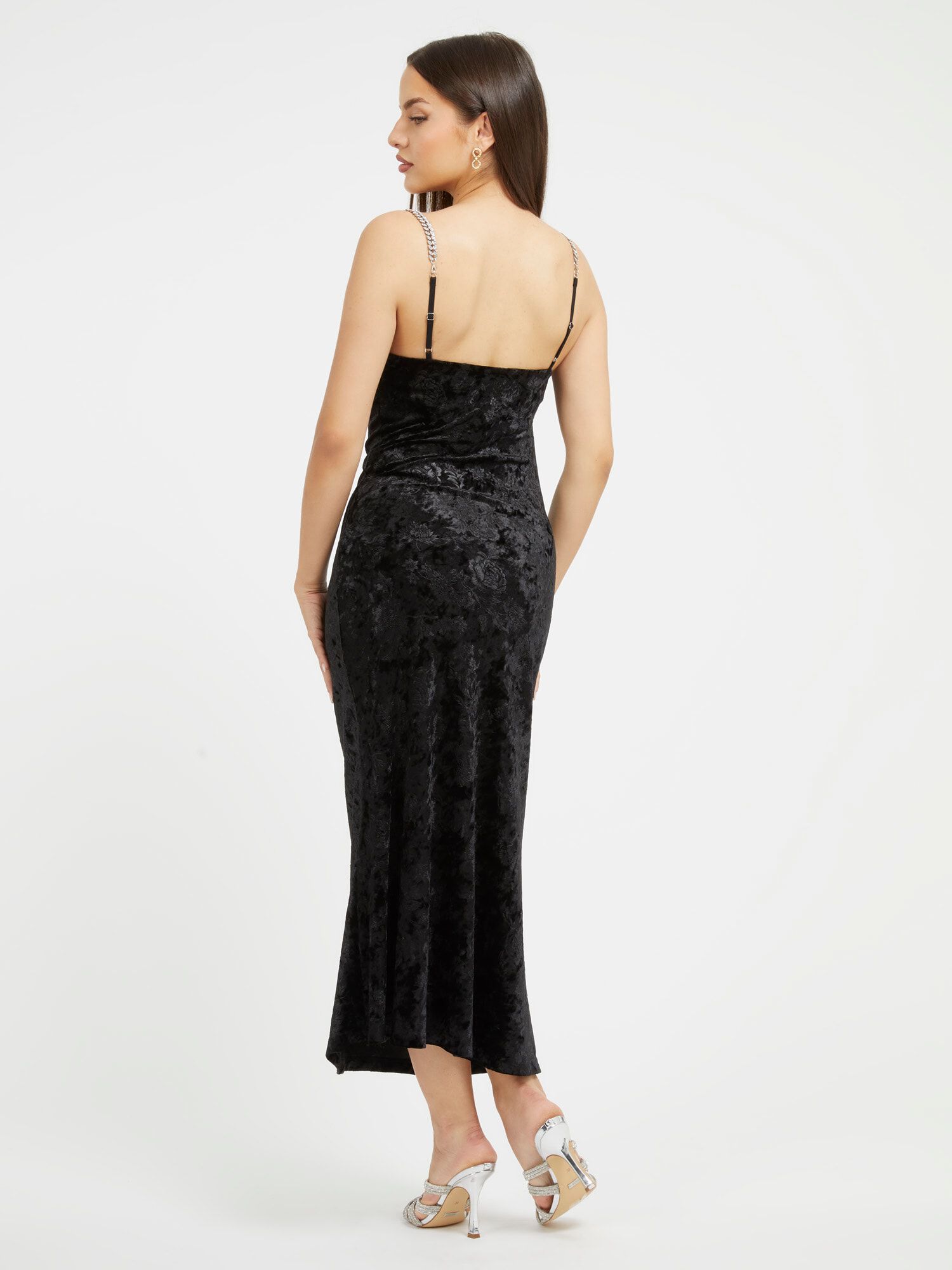 Guess black velvet dress top