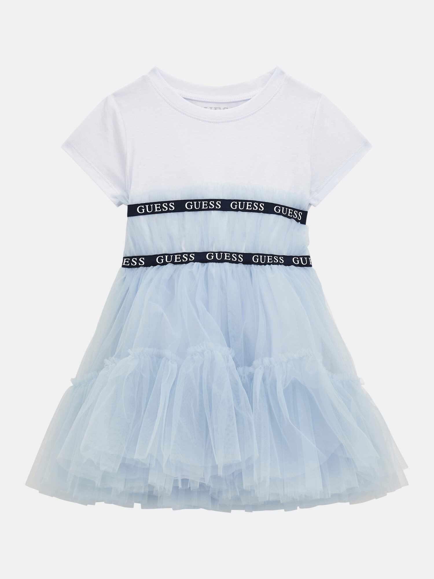 Shop GUESS Online Mesh ruffles fit and flare dress