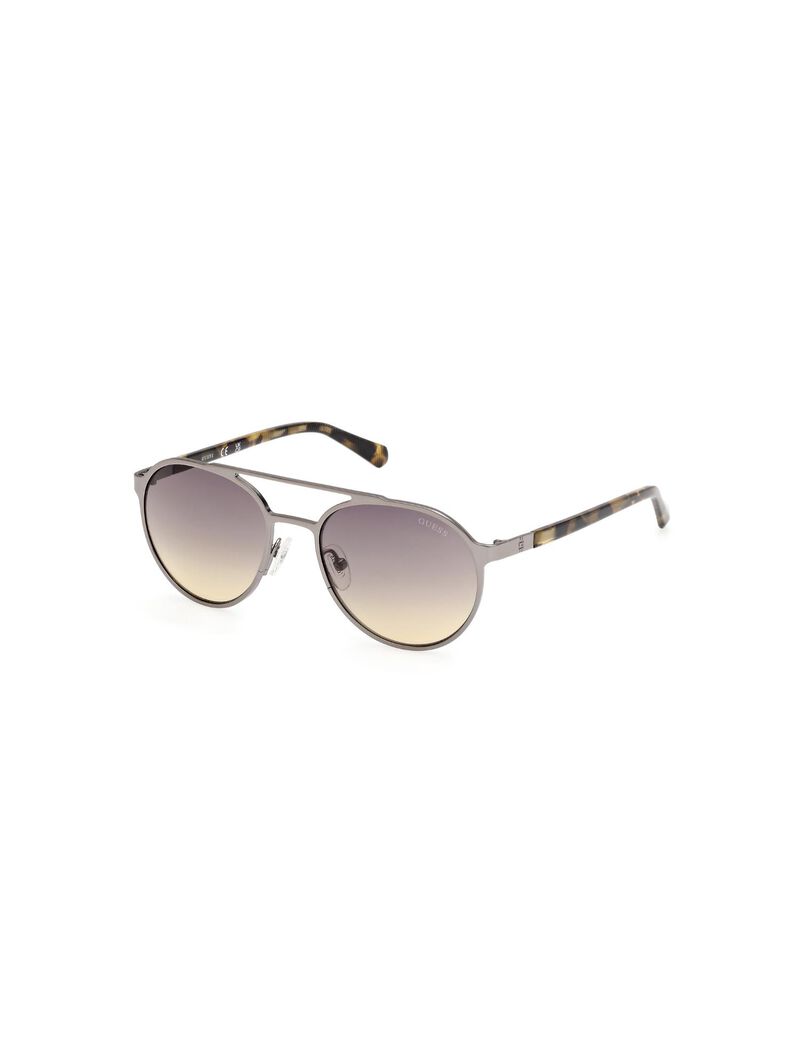 Round matte gunmetal gradient smoke sunglasses