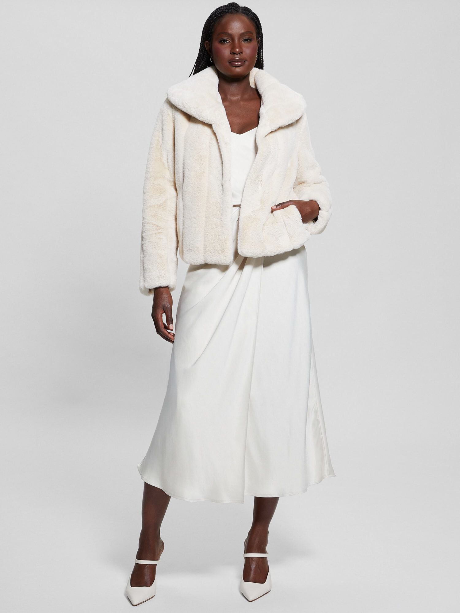 Guess faux fur jacket sales