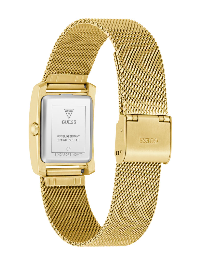 Ladies Yellow Gold Tone Rectangle Analog Watch
