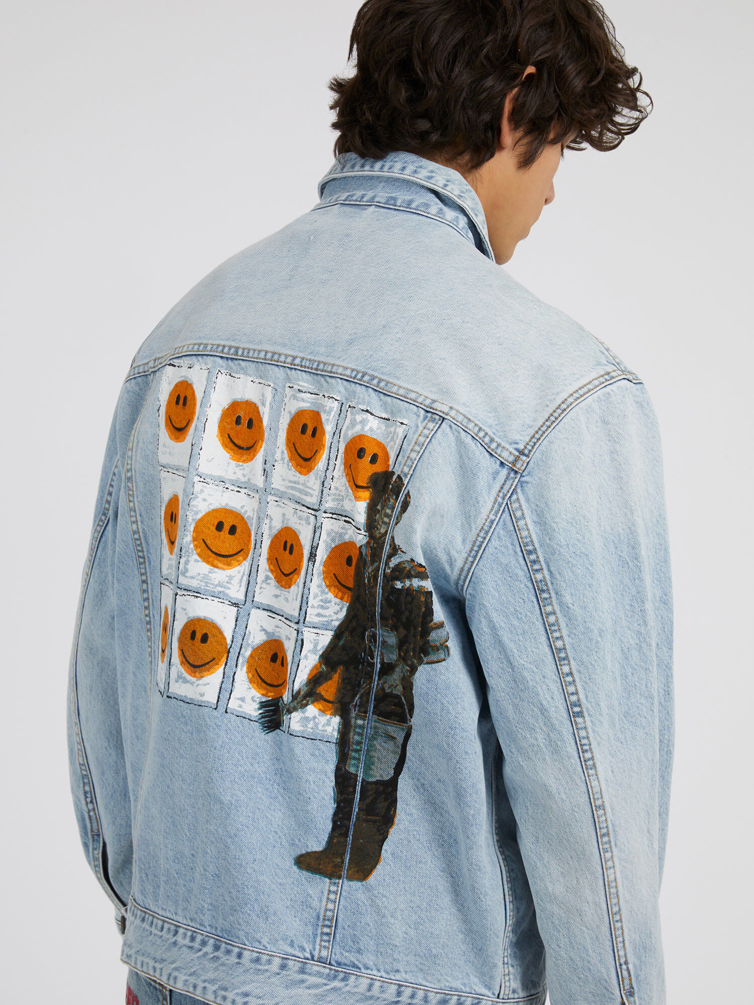 Graffiti print denim jacket