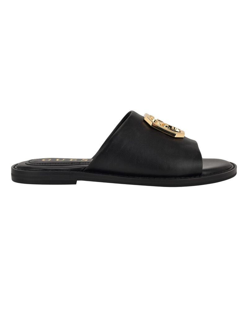 Quattro G Embellished Straw Flat Sandal