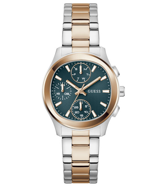 Ladies 2T Silver/Rose Gold Tone Square Analog Watch