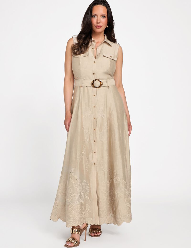Marciano linen-blend long dress