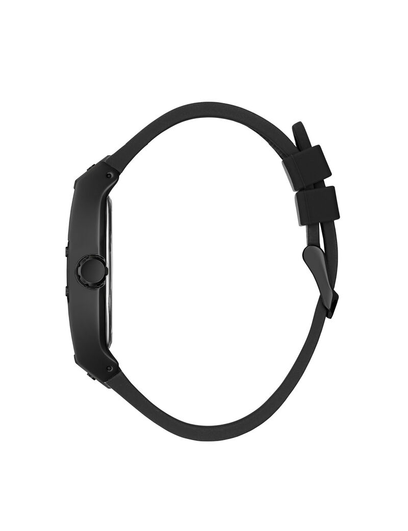 ساعة تناظرية سوداء ومرصعة بالألماس