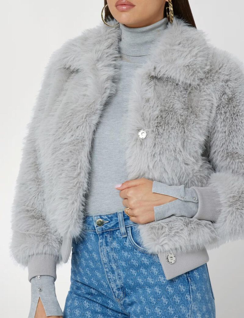 Faux fur bomber jacket