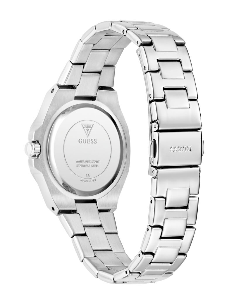 guess ladies silver tone analog watch