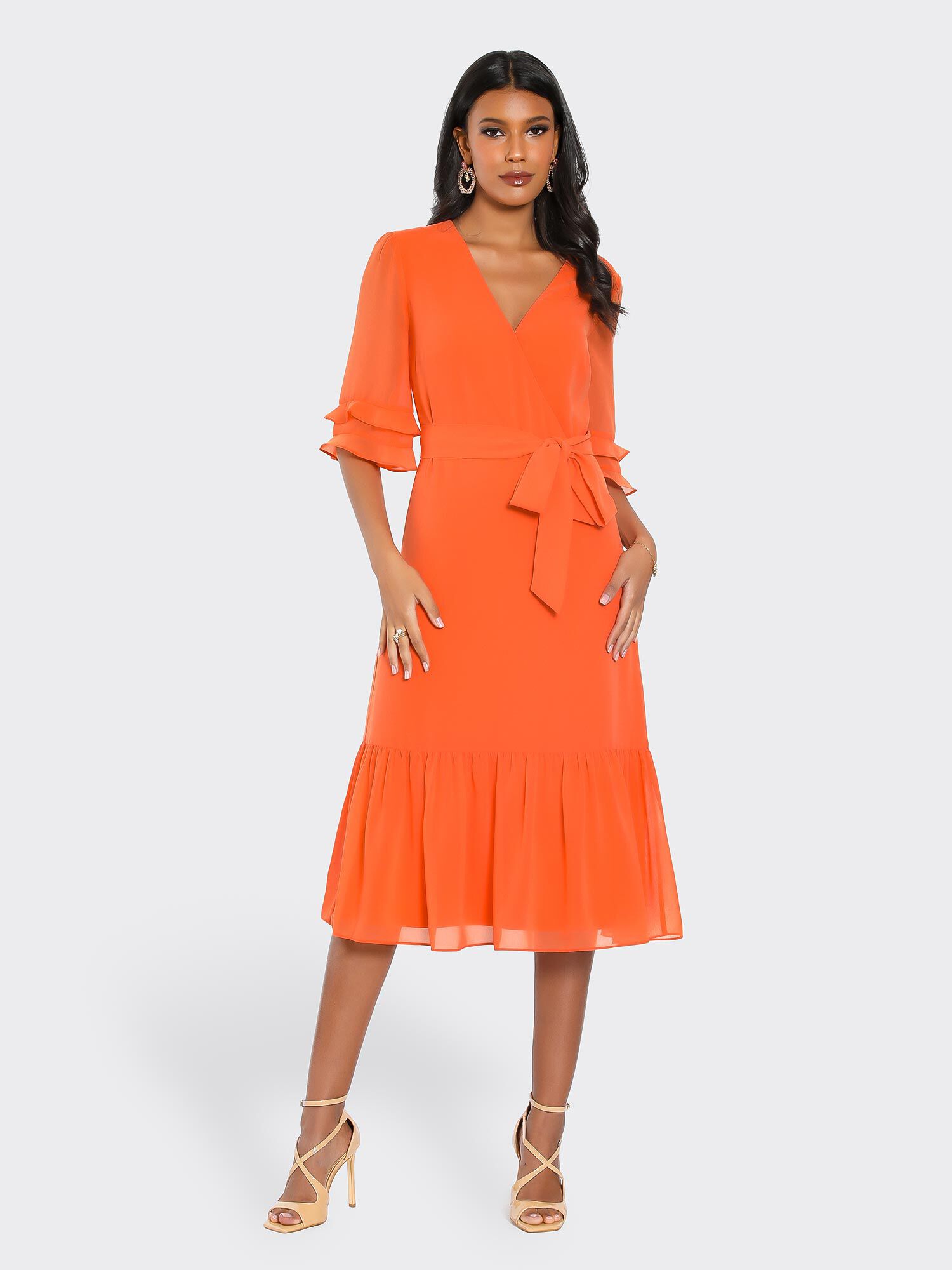 Guess ruffle deals dress
