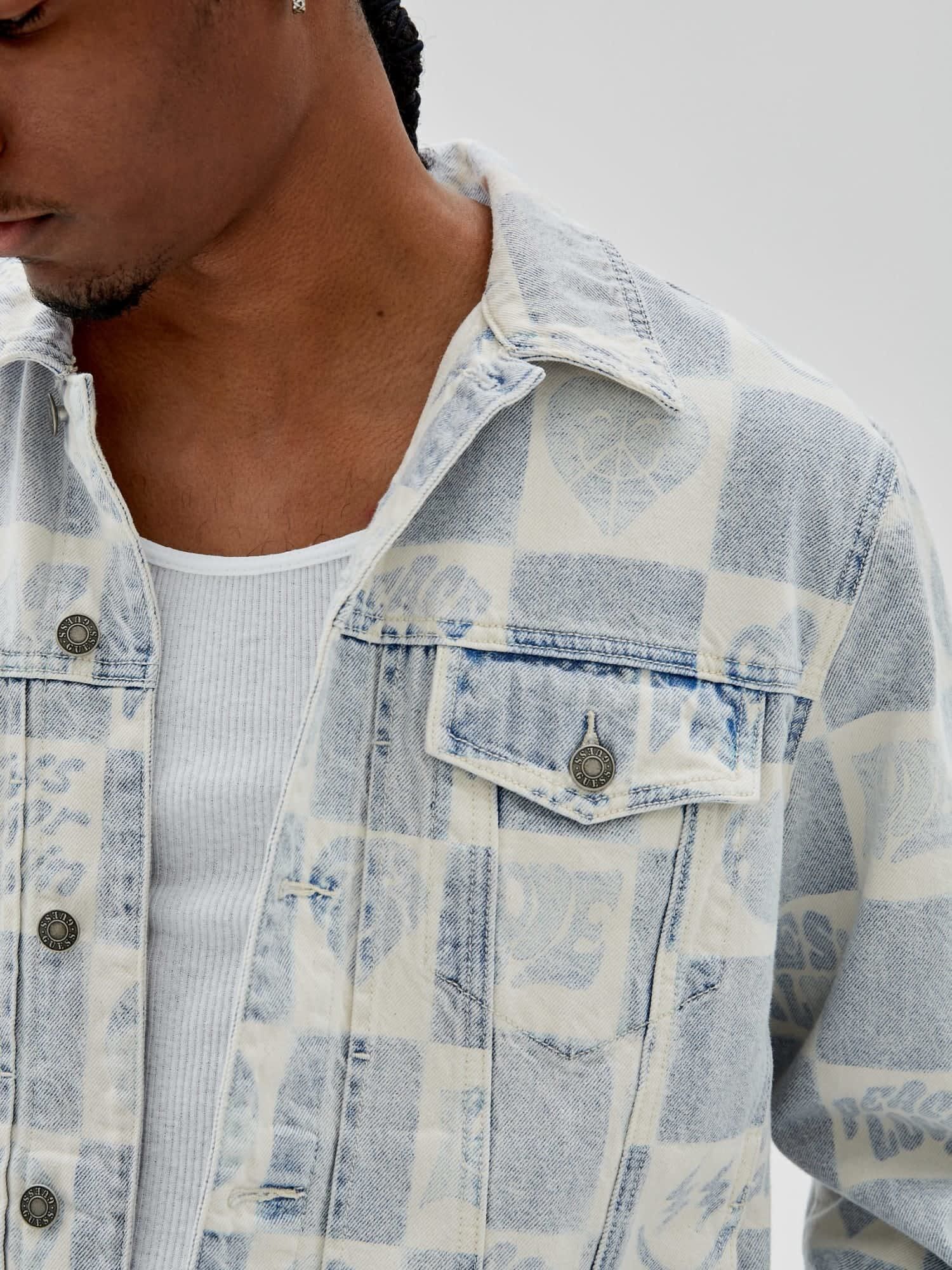 Shop GUESS Online J Balvin All Over Print Denim Jacket