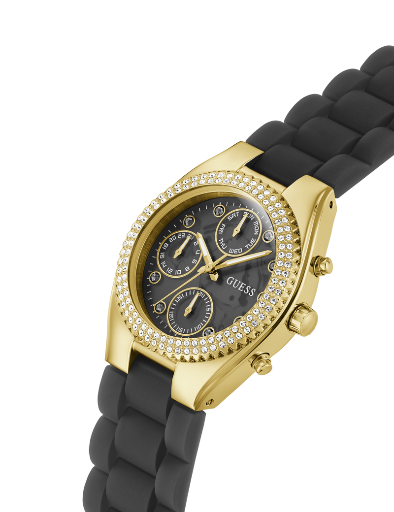 Ladies Black Gold Tone Multi-function Watch