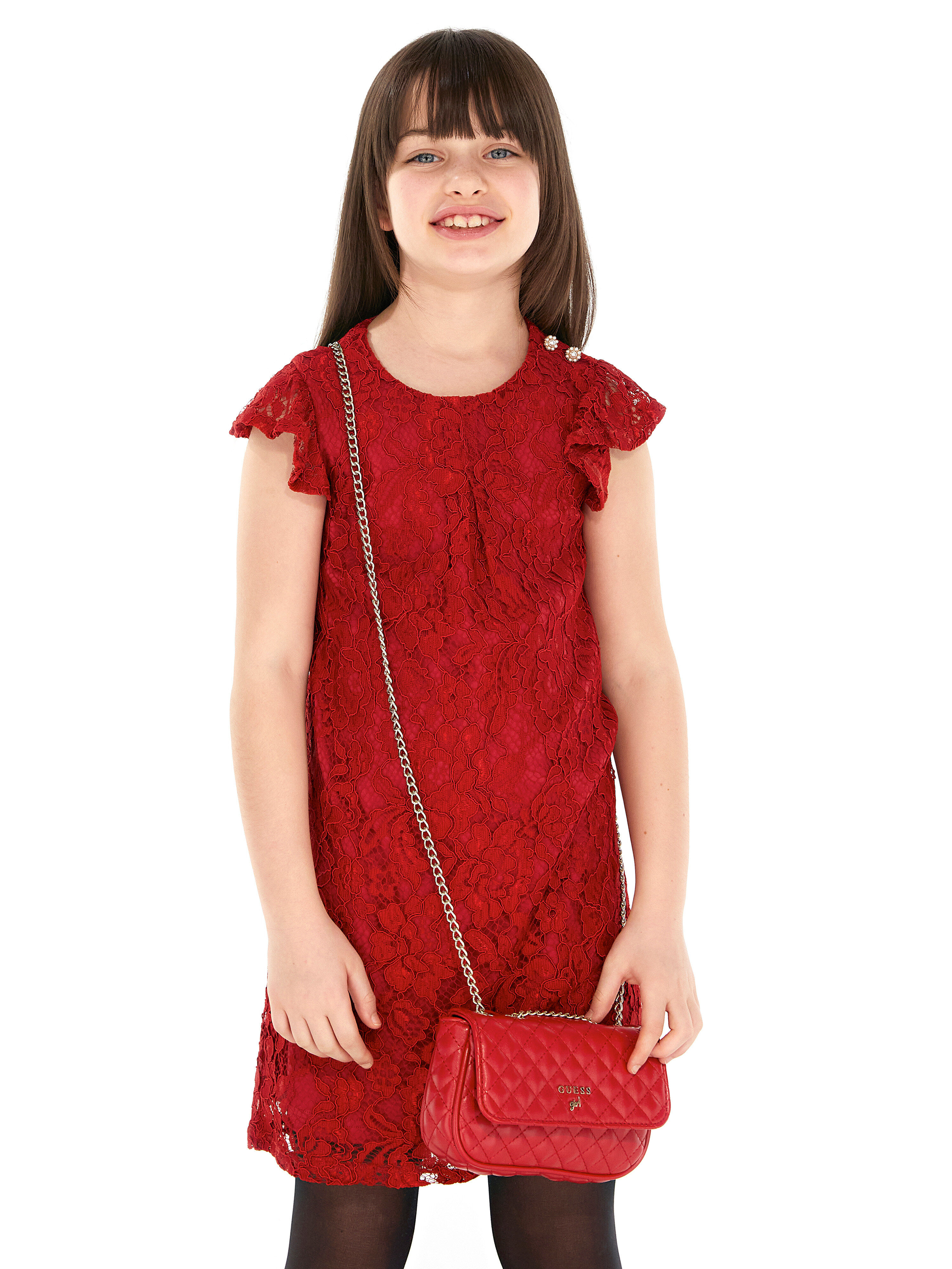 Guess lace fit best sale and flare dress