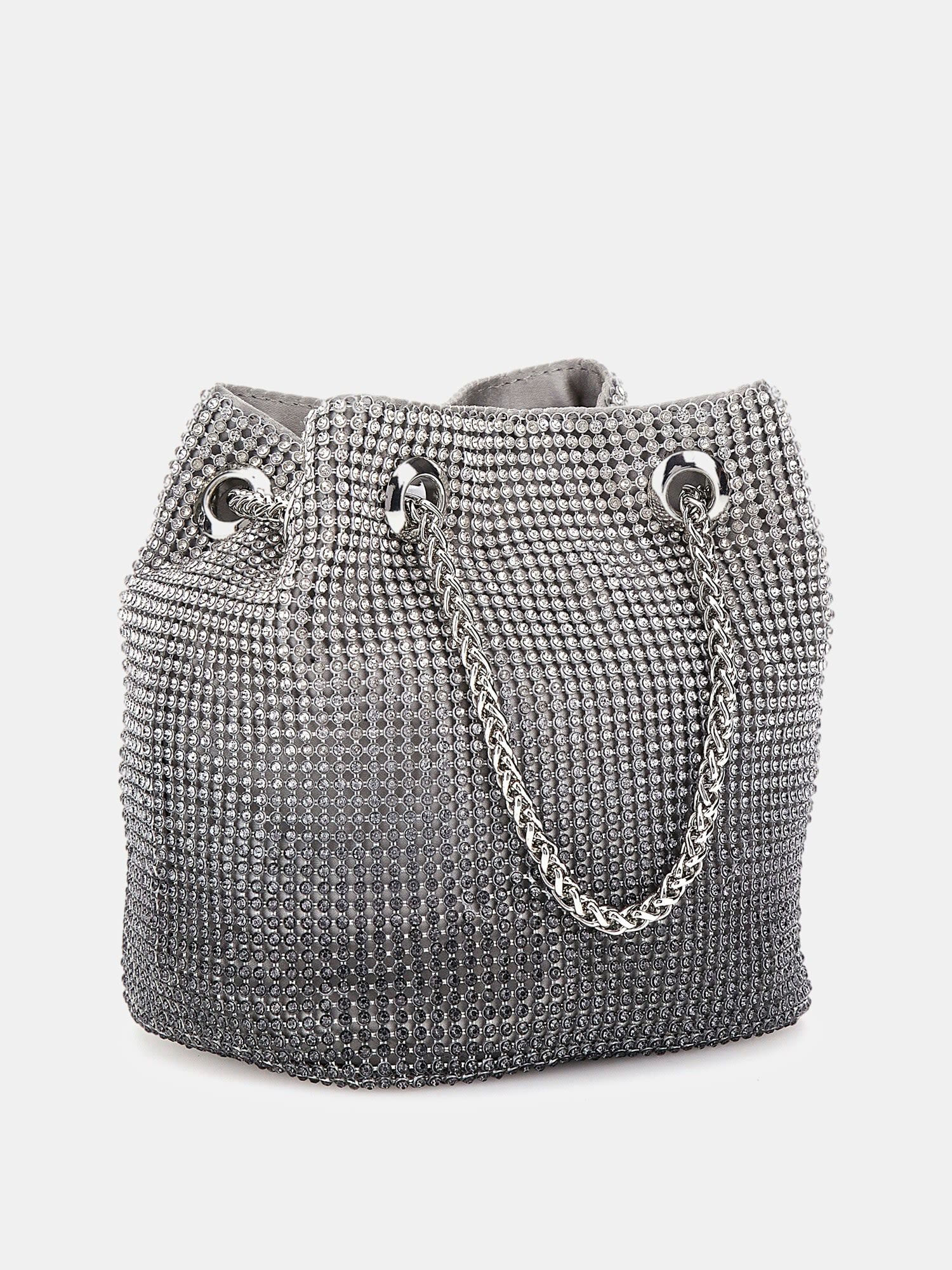 Shop GUESS Zalina Rhinestone Mini Handbag, Silver | GUESS UAE