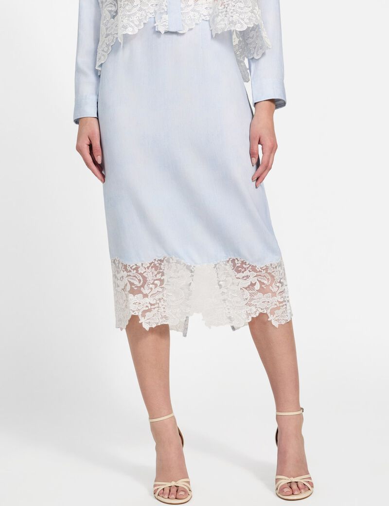 Lyocell pencil midi skirt