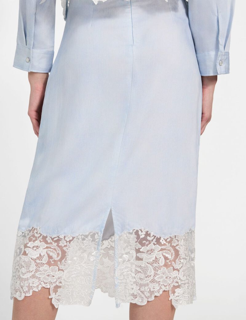 Lyocell pencil midi skirt