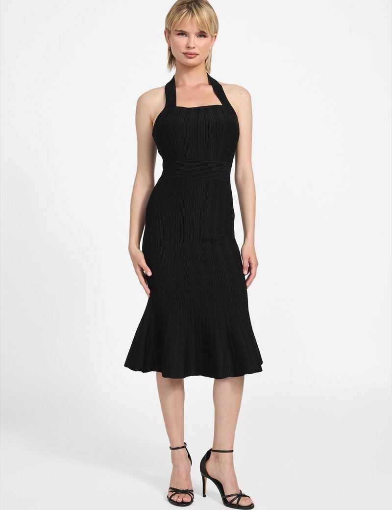 Fit-and-flare midi sweater dress