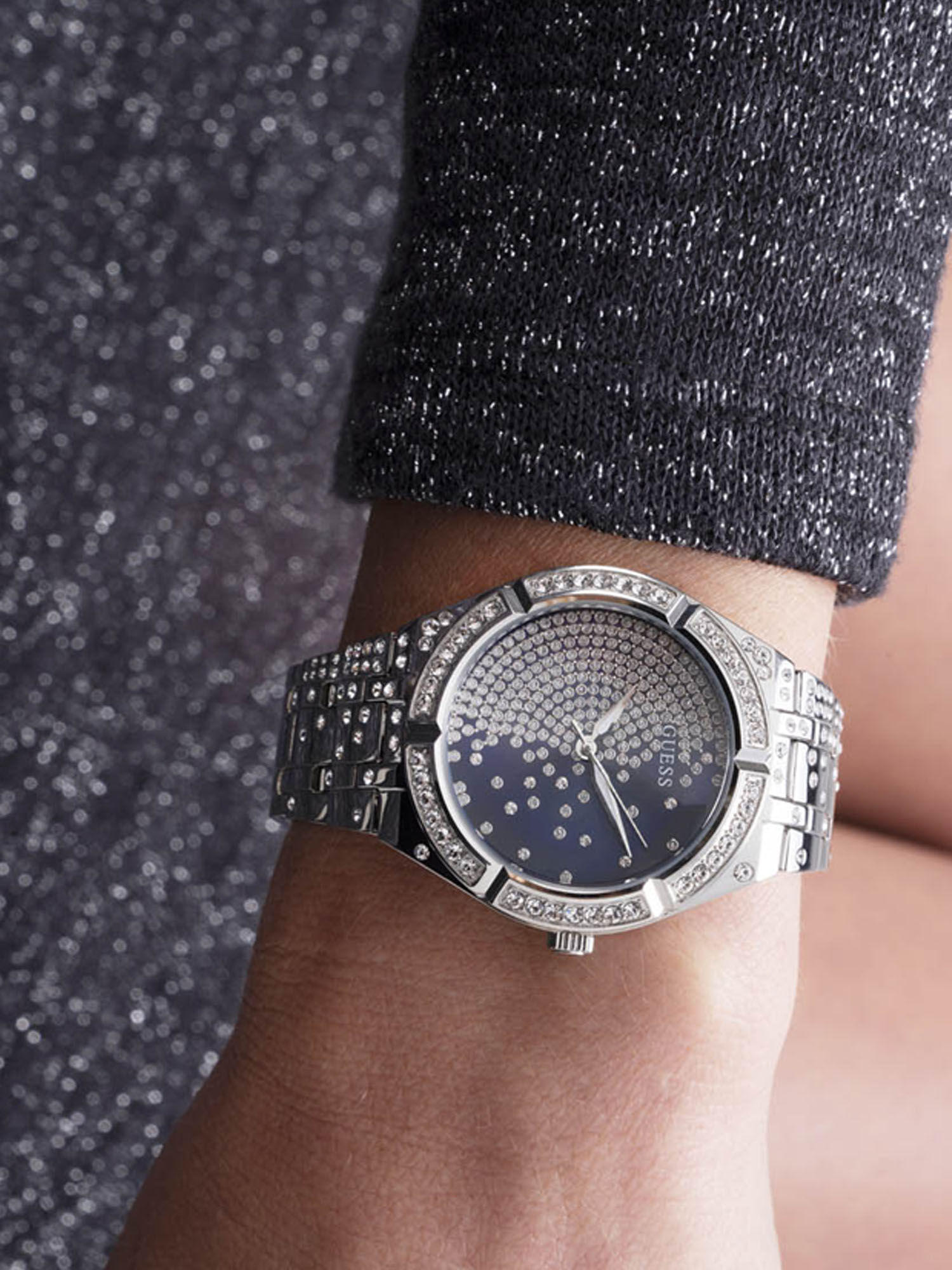 Shop GUESS Online Ladies Silver Watch