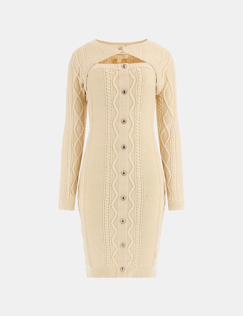 Twin-set cable-knit midi dress