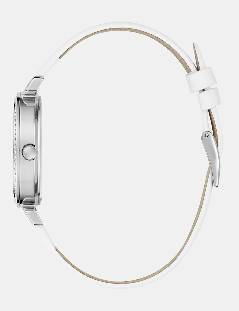 Ladies White Silver Tone Analog Watch