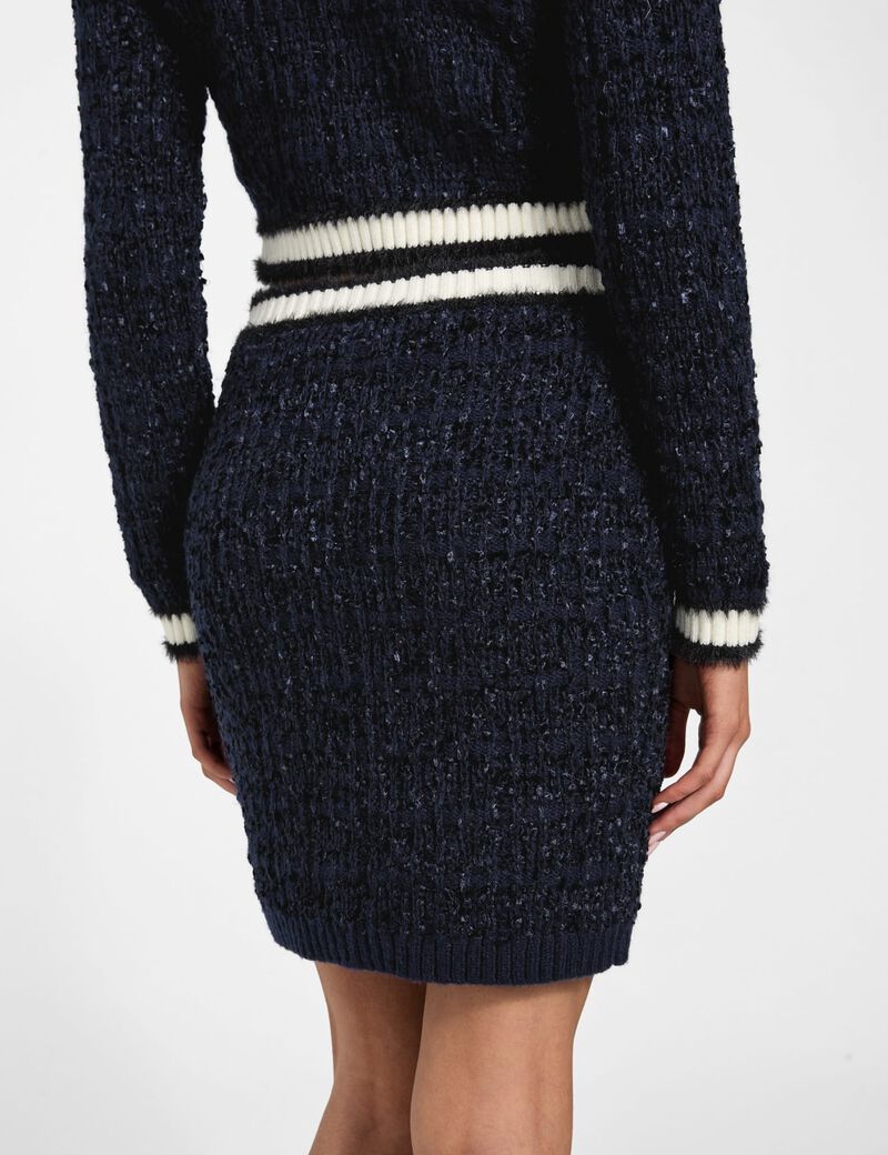 Textured knit mini sweater skirt