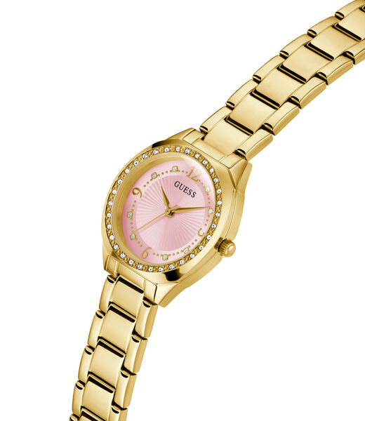 Ladies Yellow Gold Tone Round Analog Watch