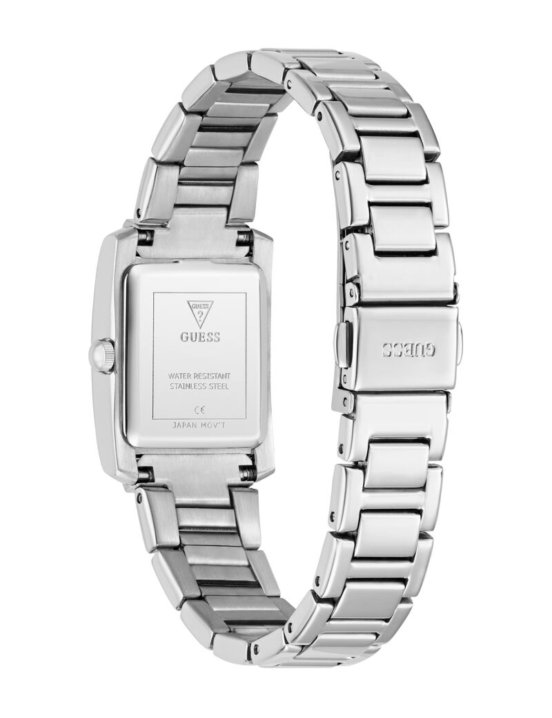 Ladies Silver Tone Rectangle Analog Watch