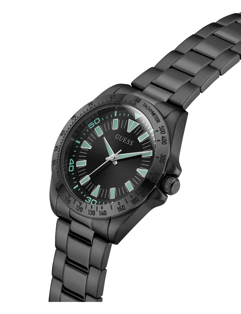 Mens Black/Gunmetal/Grey Round Analog Watch