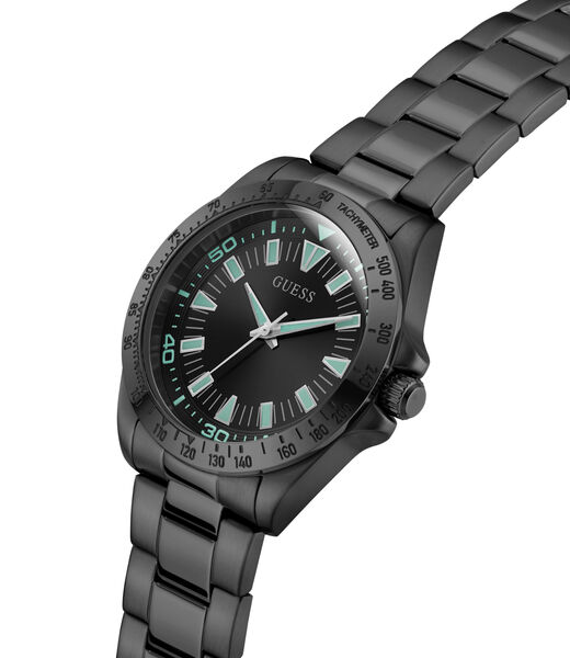 Mens Black/Gunmetal/Grey Round Analog Watch