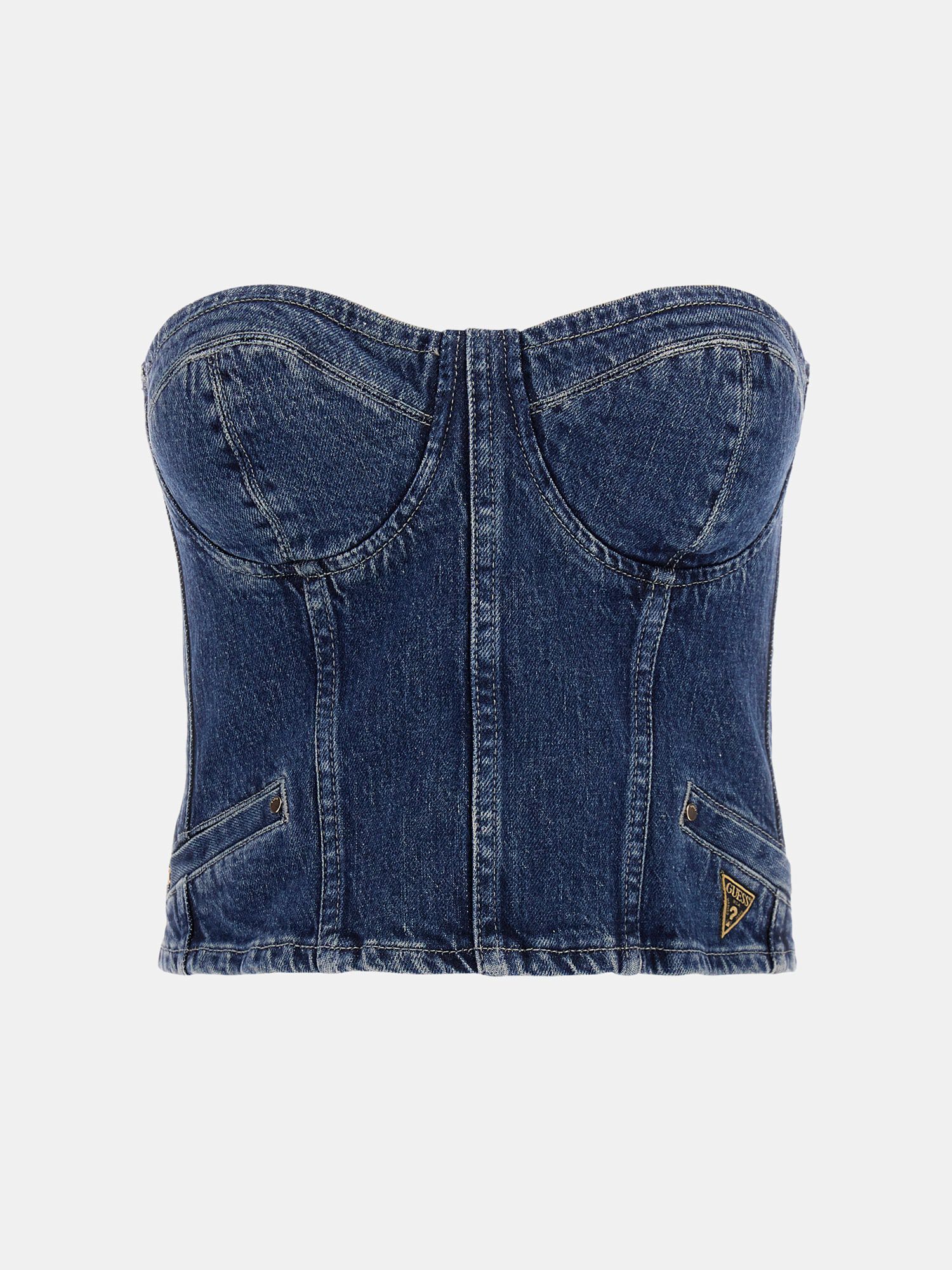 Shop GUESS Online Denim bustier top