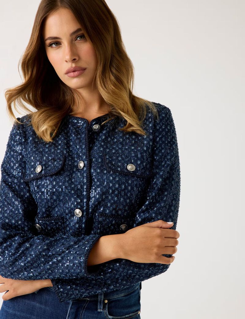 Sequin denim jacket