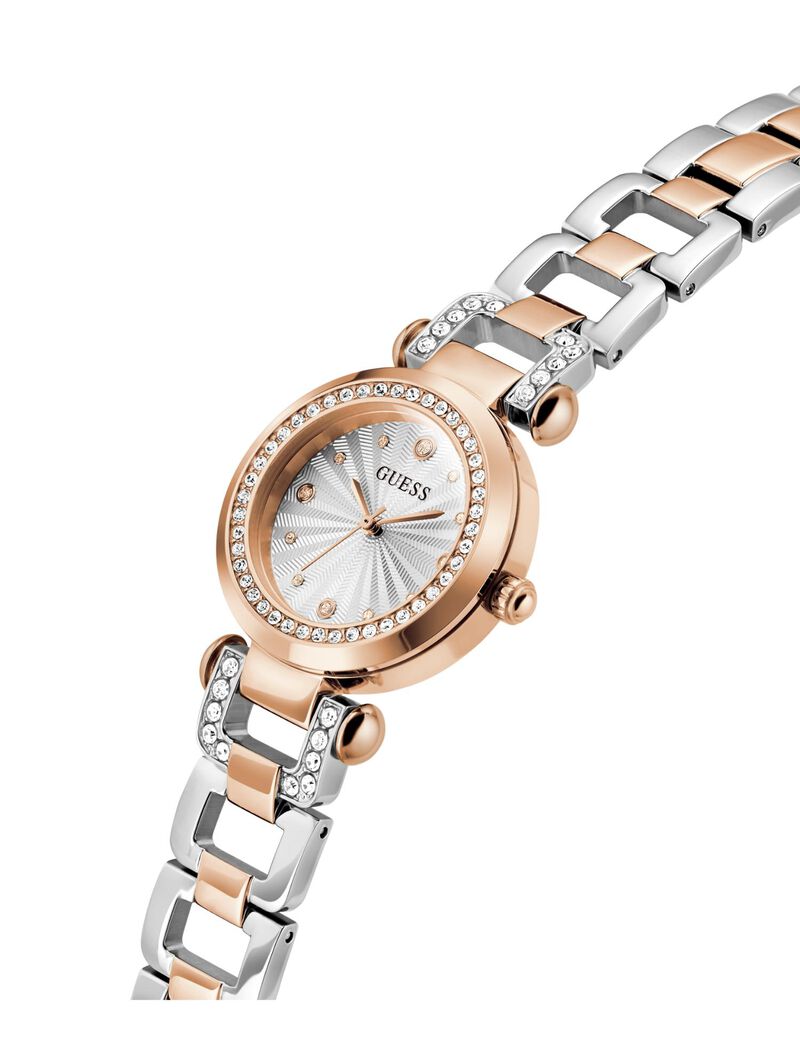 guess ladies 2 tone rose gold tone analog watch