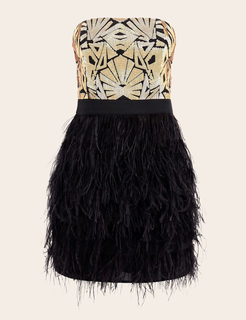 Marciano Sequins And Feathers Dress