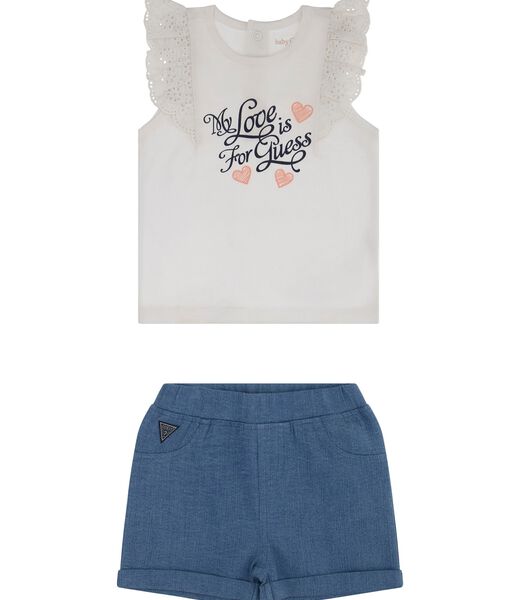 2pc Top + Denim shorts