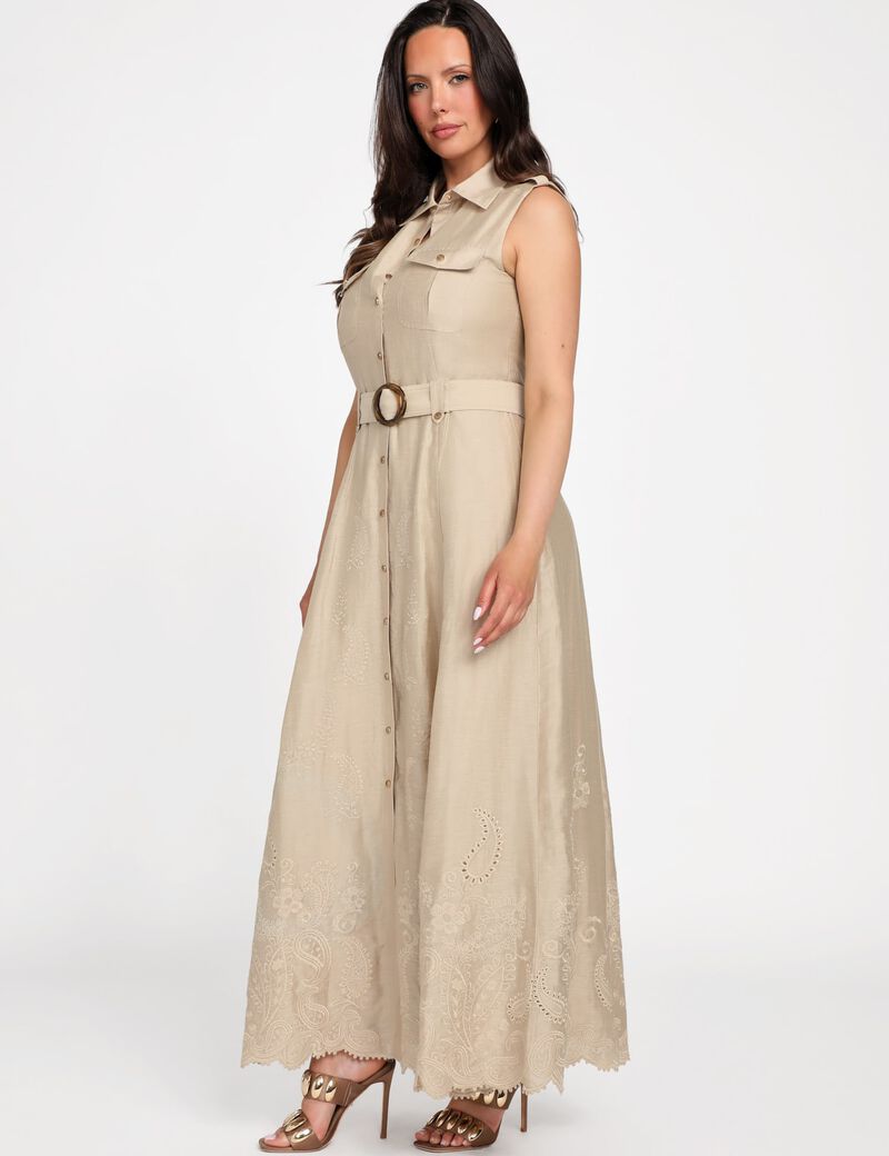 Marciano linen-blend long dress