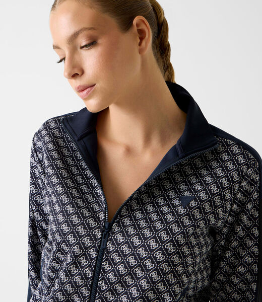 Printed logo full-zip sweater