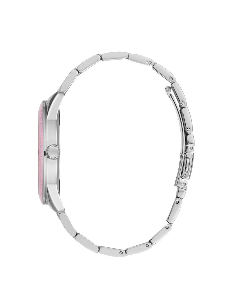 Silver And Pink Glitter Watch
