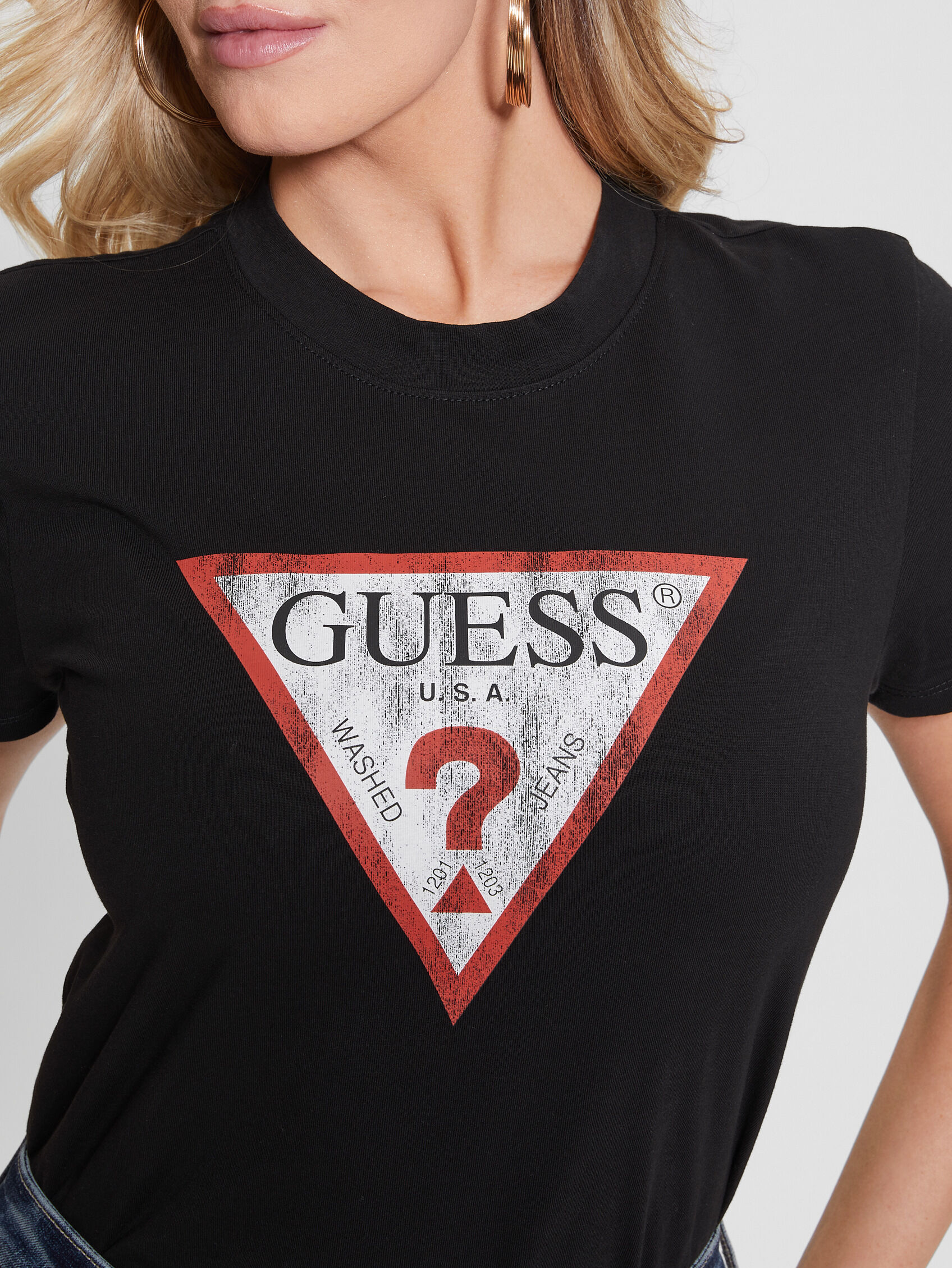 Shop GUESS Online Triangle Logo T Shirt