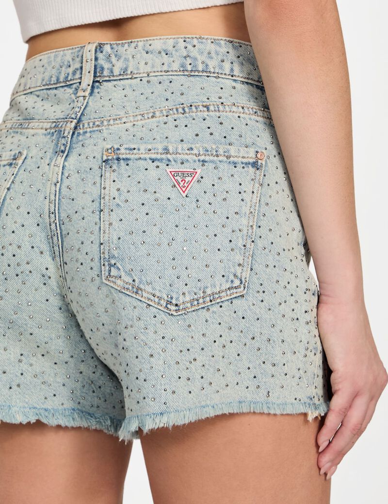 Rhinestone polka-dot jean shorts