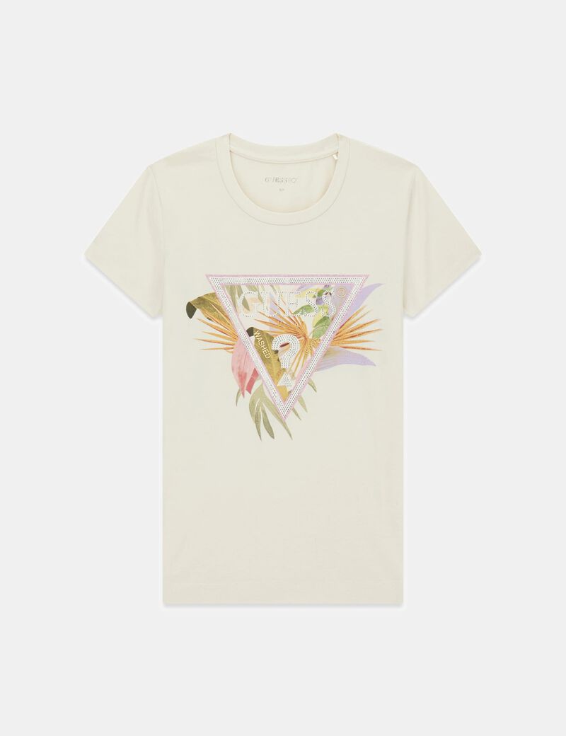 guess rhinestones logo t shirt