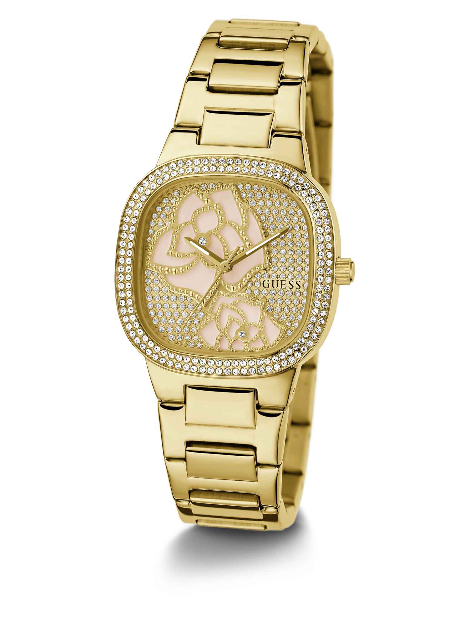 Shop GUESS Online Gold Tone Rose Analog Watch