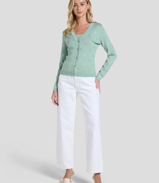 4G logo rhinestones cardigan