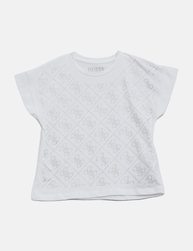 تي شيرت بشعار 4G مرصع بأحجار الراين